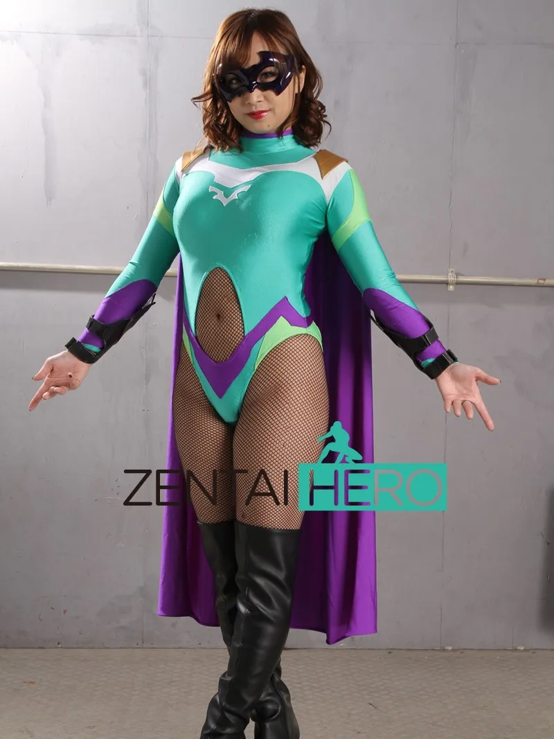 Αγορά Κοστούμια & αξεσουάρ  Super Heroine Women's Spandex Bodysuits  Sexy Villain Green/Purple Girl Lady Hero Zentai Catsuit Lycra Leotard Belly  Hole