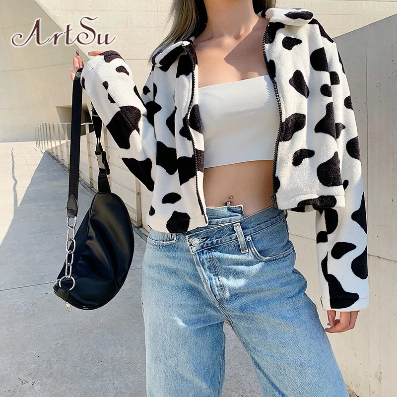 faux fur cow jacket