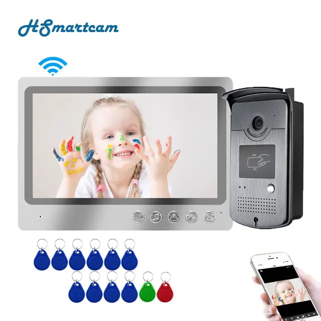 WOLILIWO Video Intercom System,9inch Monitor for Video Doorbell  Wired,Doorbell with Camera and Monitor Support Night