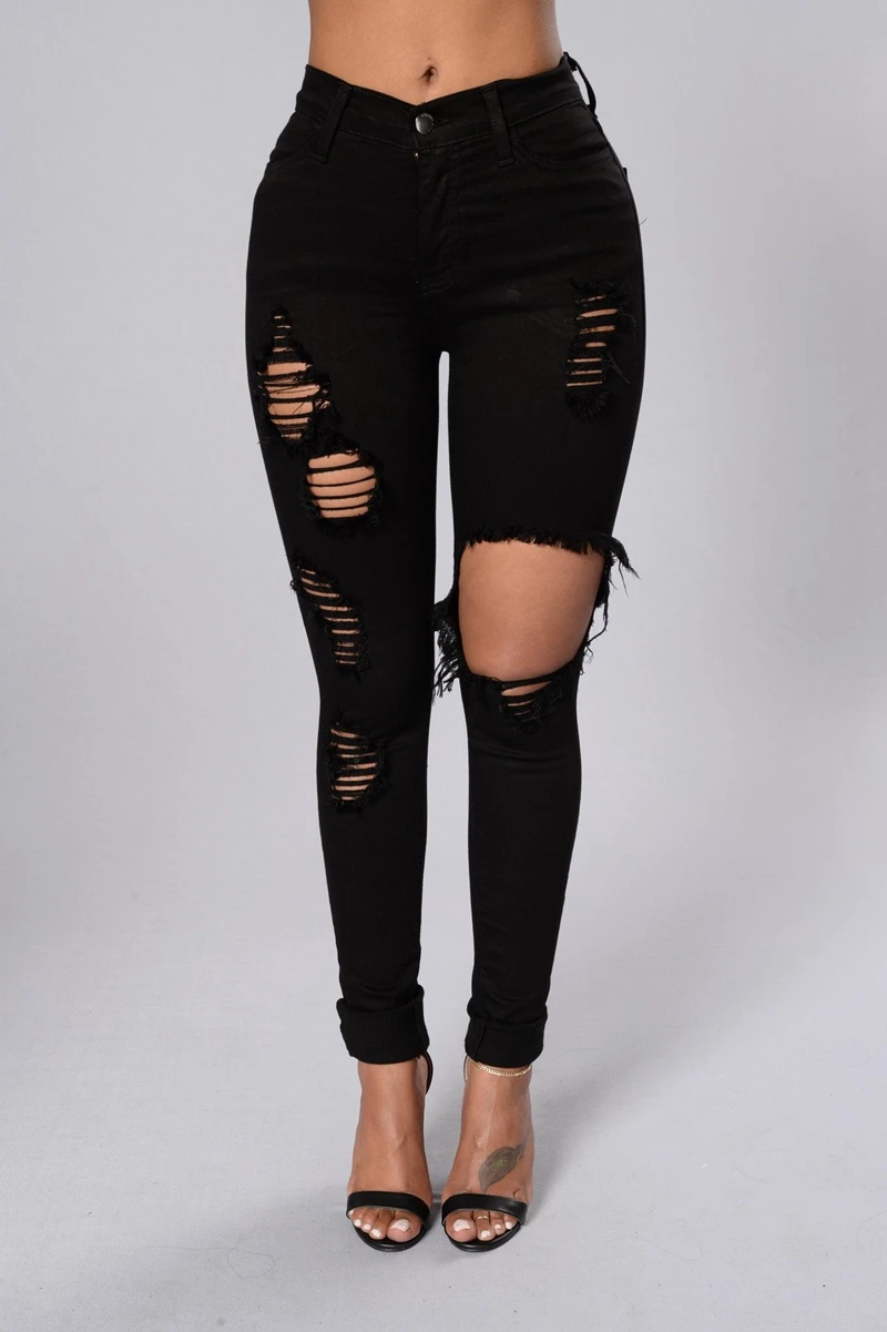 black plus ripped jeans