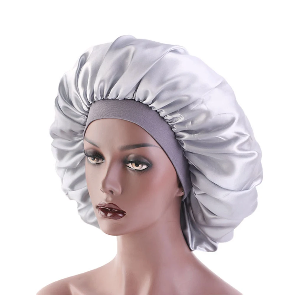 Women Soft Pure Satin Silk Sleeping Cap 