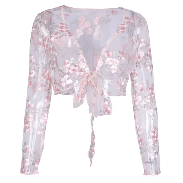 Women Sexy Mesh See through Floral 