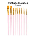 10 Pc Paint Brushes Watercolor Brush Set Art Glass Paintbrushes Black Handle Watercolor Acrylic Oil Brush Painting Art Supplies preview-2