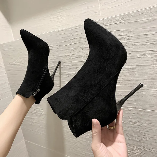 black suede shoe boots womens