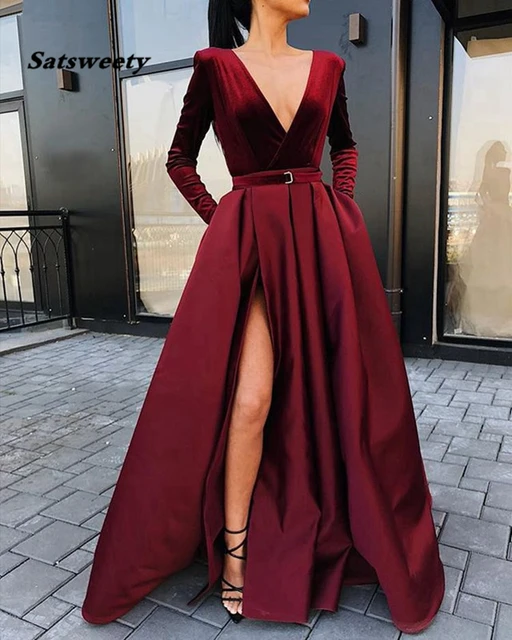 Burgundy Muslim Evening Dresses 2022 
