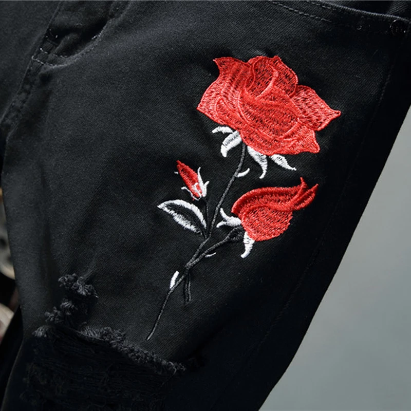 קנו ג'ינס | Men's Rose Embroidery 