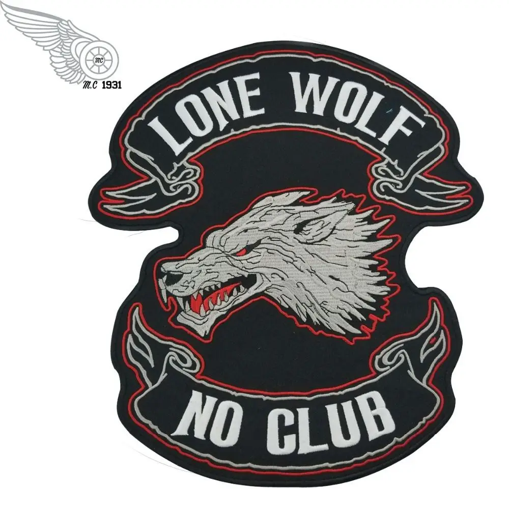 Lone Wolf No Club Back Biker MC Patches 