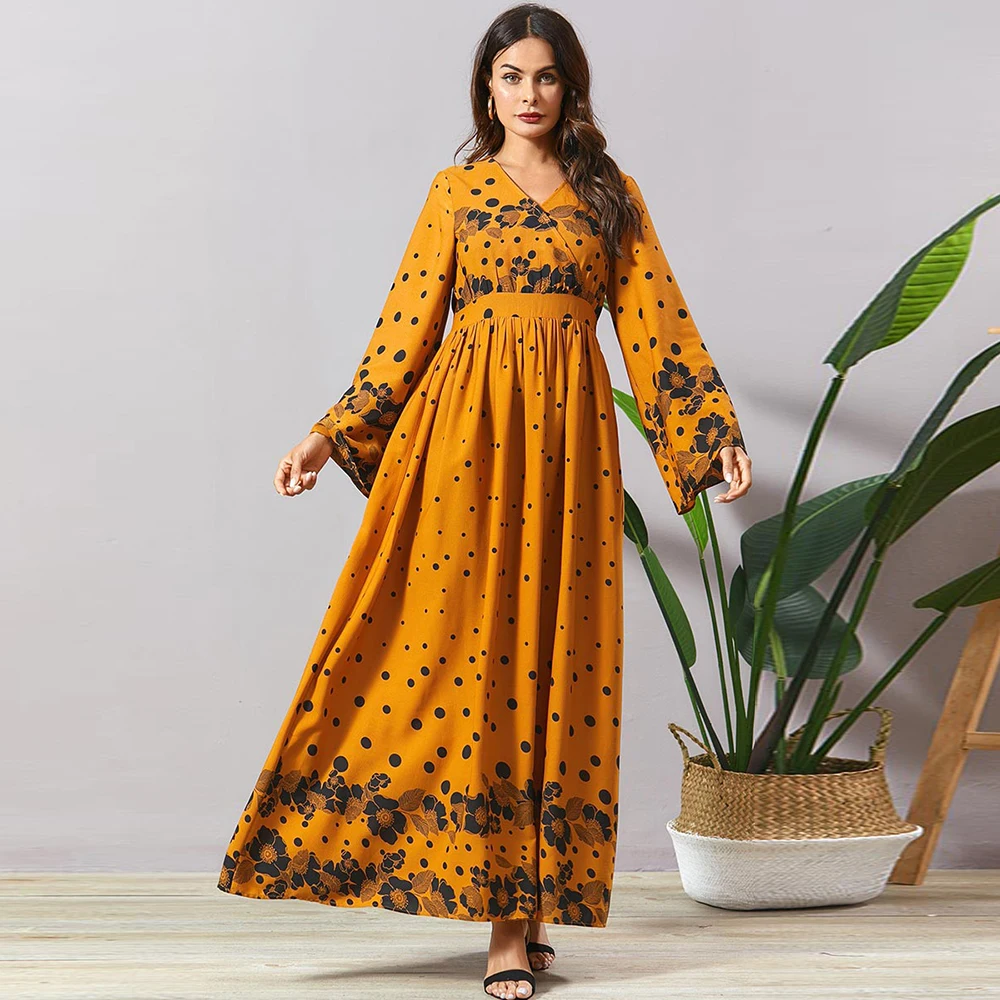 long sleeve maxi dress yellow