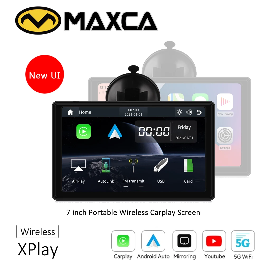 MAXCA XPlay & XPlay II Portable Wireless Carplay Screen 7 inch Apple Airplay Wireless Android Auto Autolink Multimedia Player