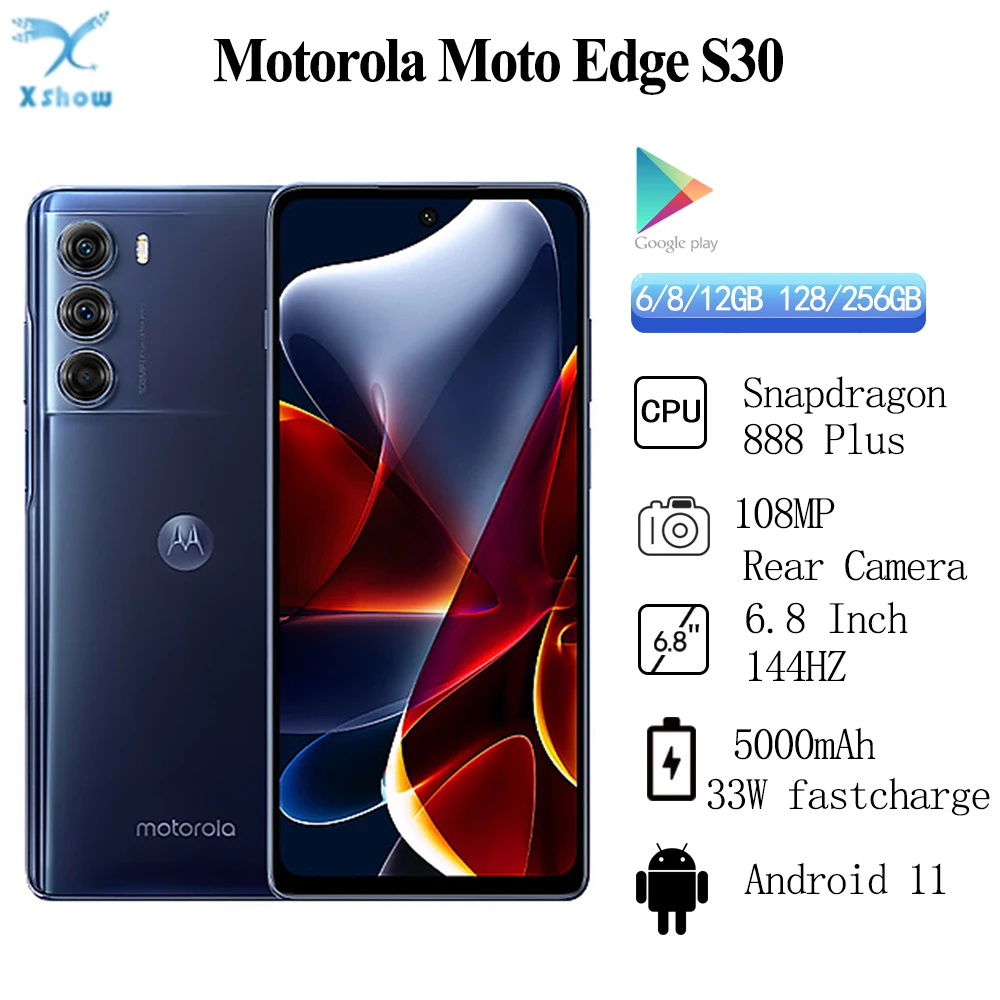 Global Rom Motorola MOTO Edge S30 5G Mobile Phone Snapdragon 888 Plus 5000mAh 33W Fast Charge 6.8inch FHD+ HDR10 144Hz 108MP