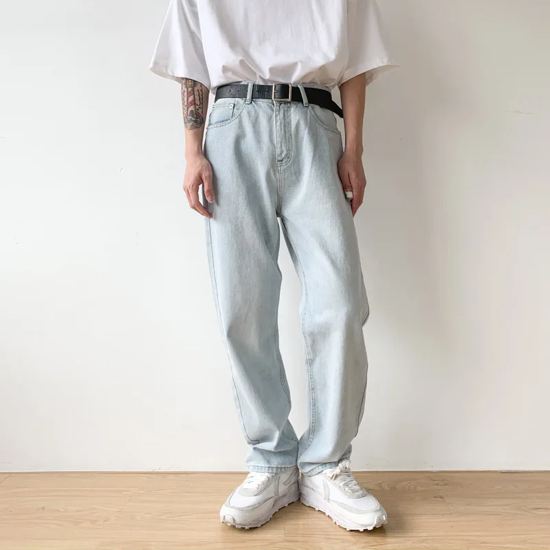 Acquistare Jeans uomo | Men Vintage Washed Loose Casual Wide Leg Straight  Denim Pants Male Japan Korea Streetwear Hip Hop Jeans Long Trousers