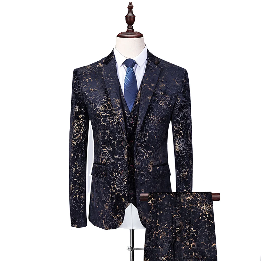 printed 3 piece suit for men