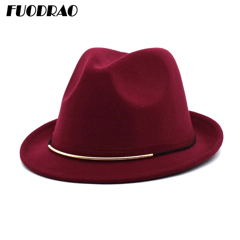 FUODRAO Autumn Winter Women Fedora Hats 