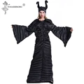 M-XL Three Size Halloween Maleficent Cosplay Costumes Woman Scary Horror Clothing Set with Horns Black Queen Witch Clothing 5siz preview-3