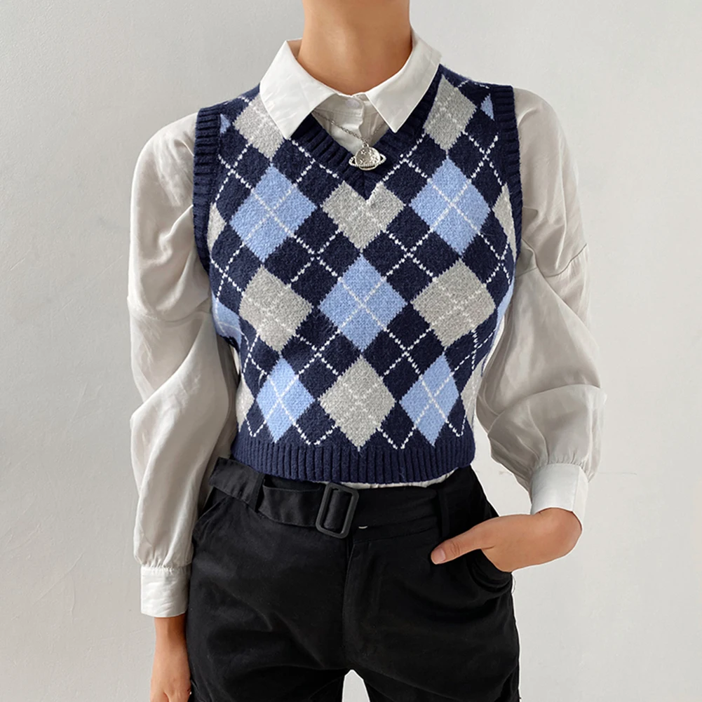 New Vintage Sweater Vest Women Y2K Tops 