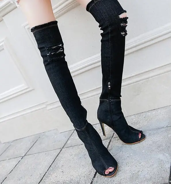 thigh high boots with holes