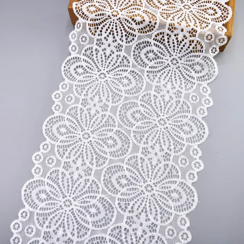 5Yard/Lot High Quality White Elastic Lace Ribbon Trims Underwear Lace Trim  Embroidered For Sewing Decoration african lace fabric