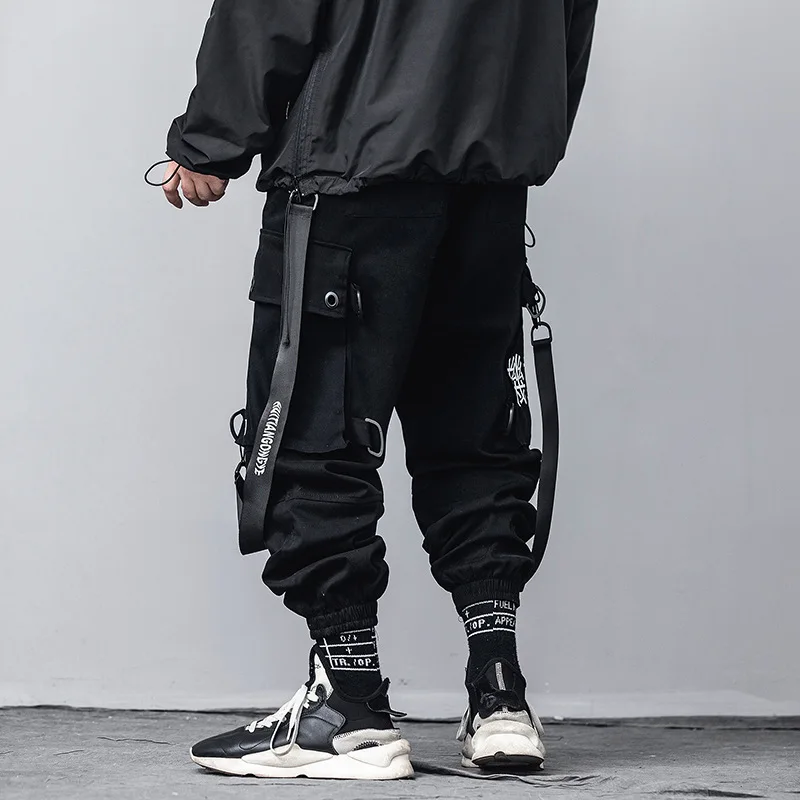 korean black cargo pants