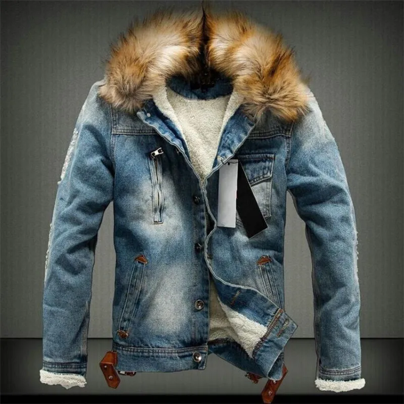 2019 hot men Jacket warm denim Jacket 