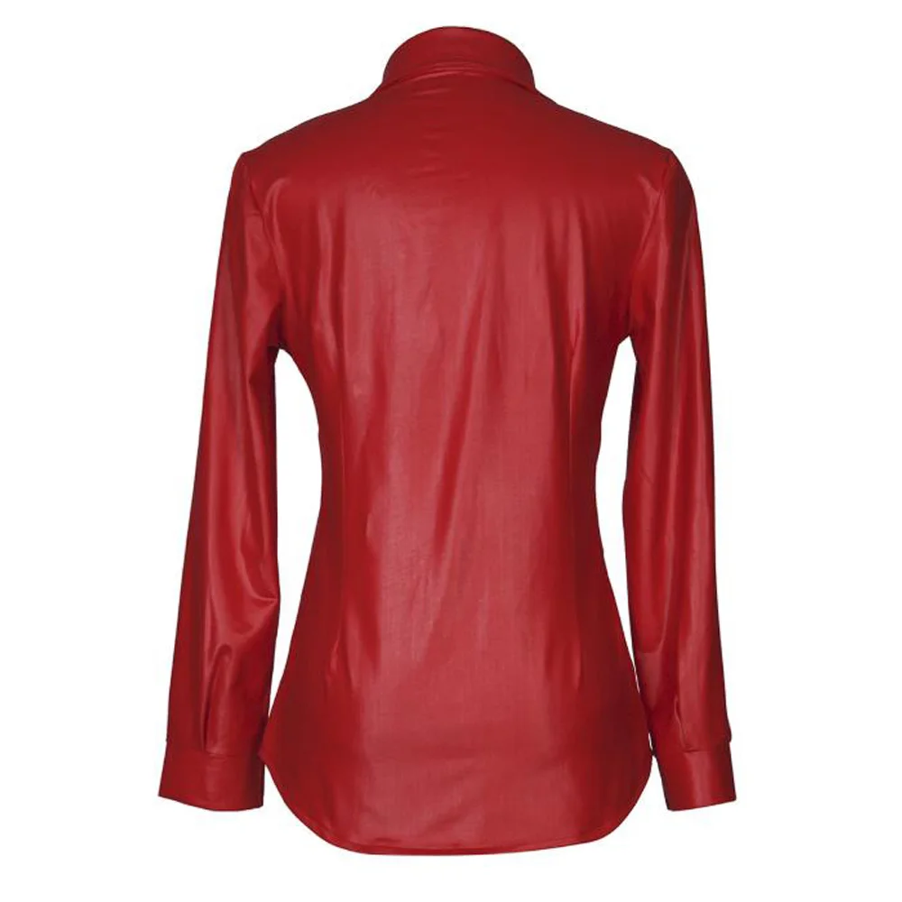 red leather shirt womens