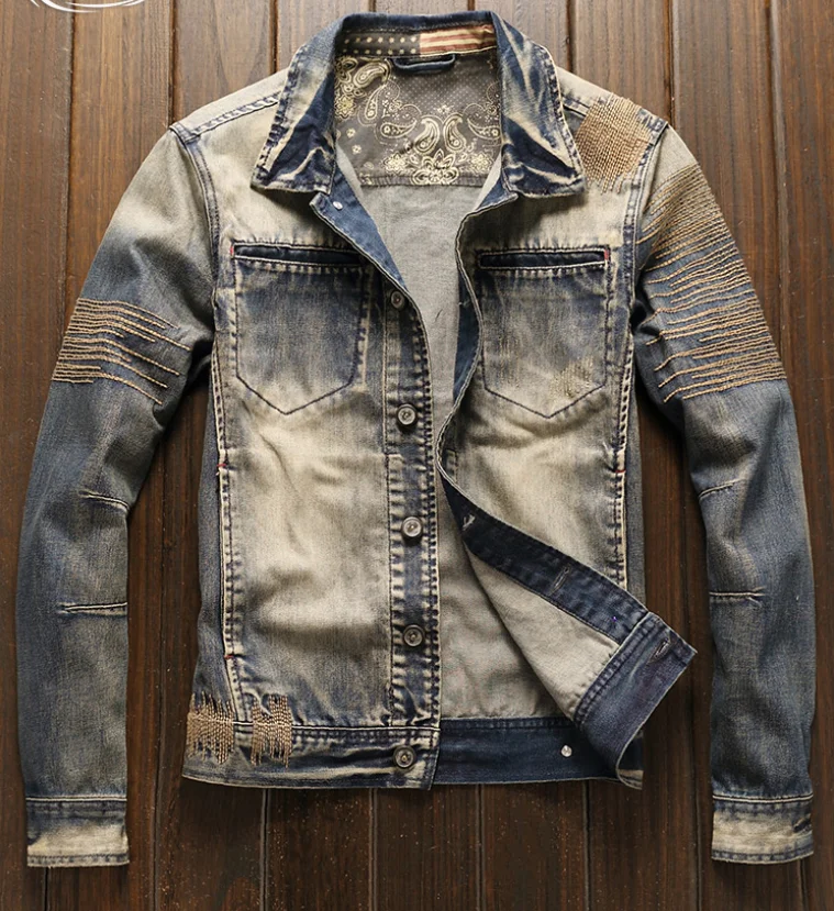 Men's Motorcycle Biker Denim Jacket 