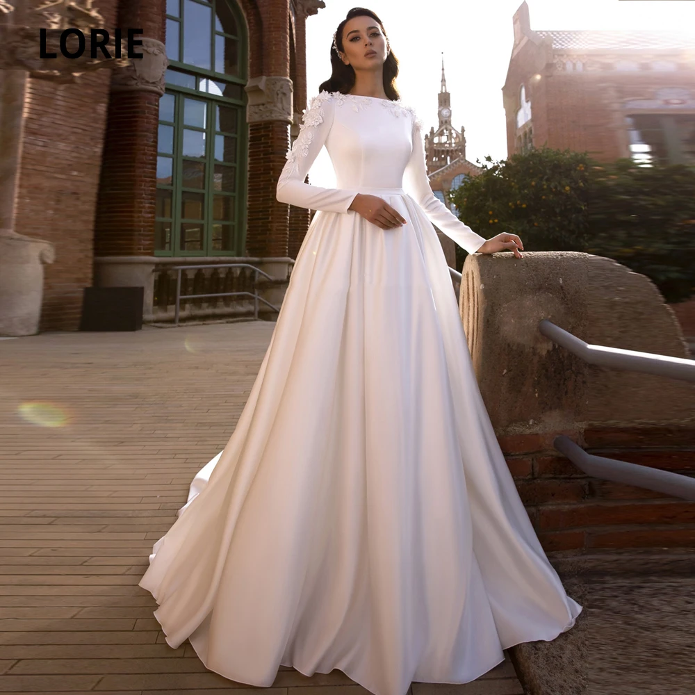 LORIE Satin Wedding Dresses Lace 
