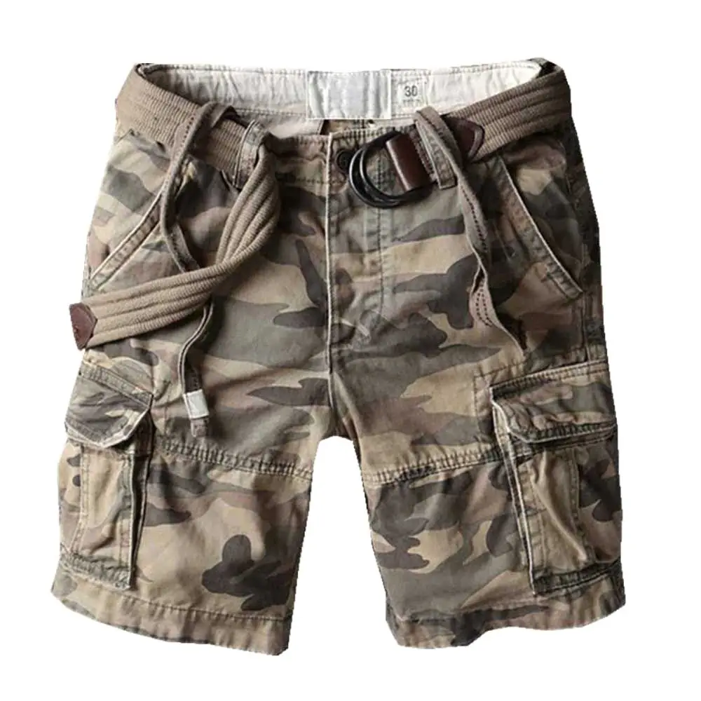 Retro Military Camo Cargo Shorts Men 