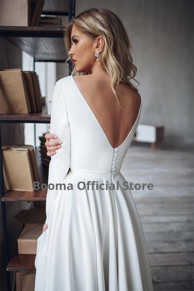 Booma Long Sleeve Soft Satin Wedding 