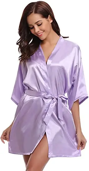 Satin Robe Female Intimate Lingerie Sleepwear Silky Bridal Wedding Gift Casual Kimono Bathrobe Gown Nightgown Sexy Nightwear-animated-img