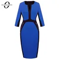 Front Zipper Women Work Wear Elegant Stretch Dress Charming Bodycon Pencil Midi Spring Business Casual Dresses 837 preview-1