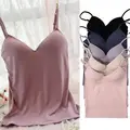 New Fashion Sexy Sleeveless V Neck Padded Camis Women Solid Color Spaghetti Strap Tops Camisole Vest Tank preview-5