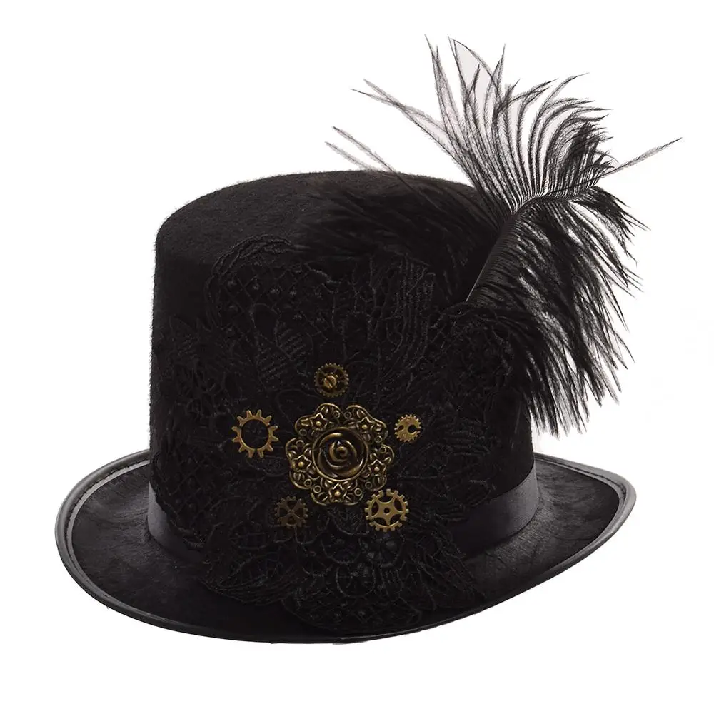 Goth Black Hat Men Vintage Fedora Gear 