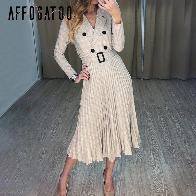 Affogatoo Elegant button belt Plaid 
