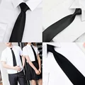 Black Simple Clip on Tie Security Tie Doorman Steward Matte Black Funeral Tie for Men Women Students preview-2