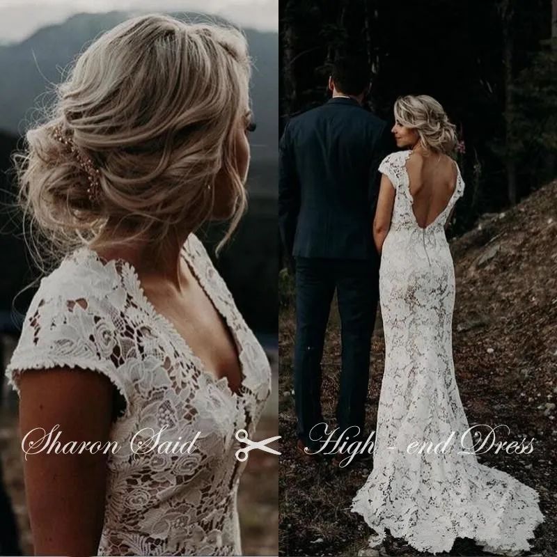 vintage lace wedding dresses with open back