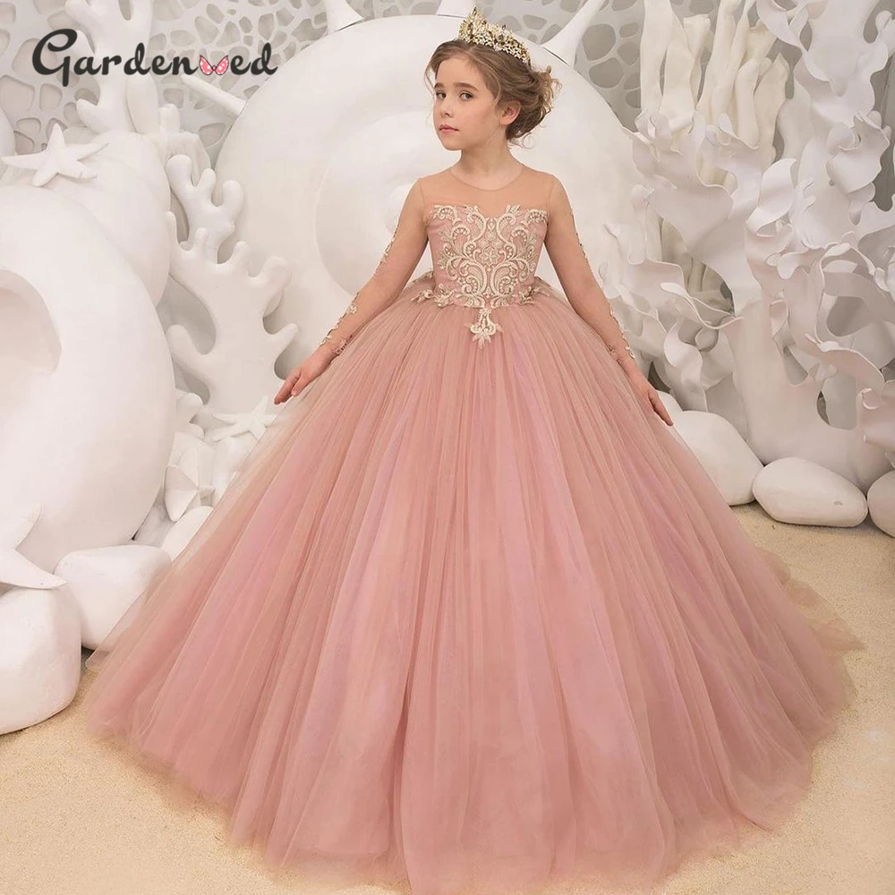 Puffy Princess Birthday Dress Kids Layers Flower Girl Dresses Hi-Low Princess  Dress Cute First Communion