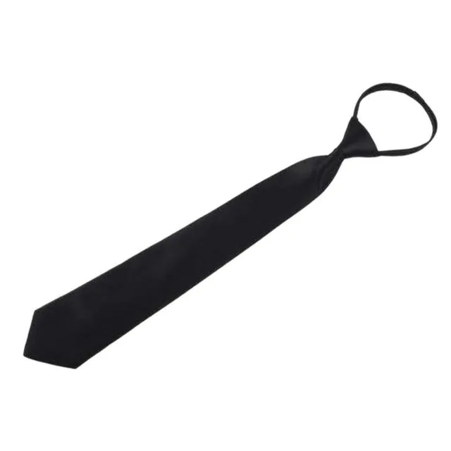 Black Simple Clip on Tie Security Tie Doorman Steward Matte Black Funeral Tie for Men Women Students