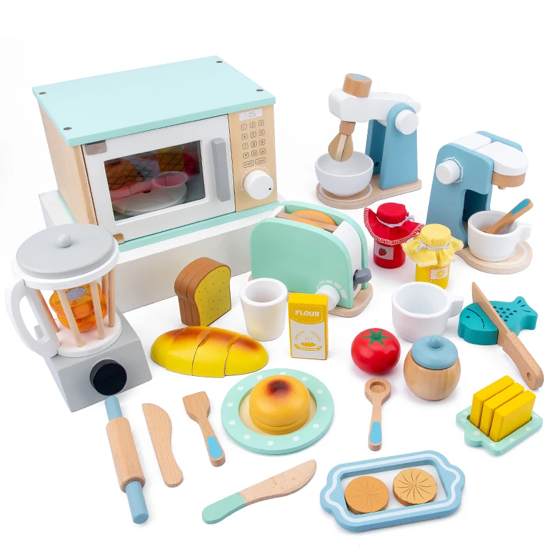 wooden kitchen baking set