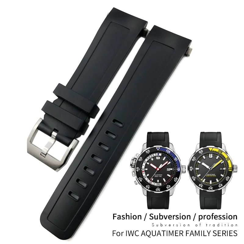 קנו ערכות תיקון ואביזרים לשעון | 22mm Rubber Silicone Watch Strap For IWC  AQUATIMER FAMILY Watchband IW356802 /376705/376710/376711/376708/356801/356810/376709