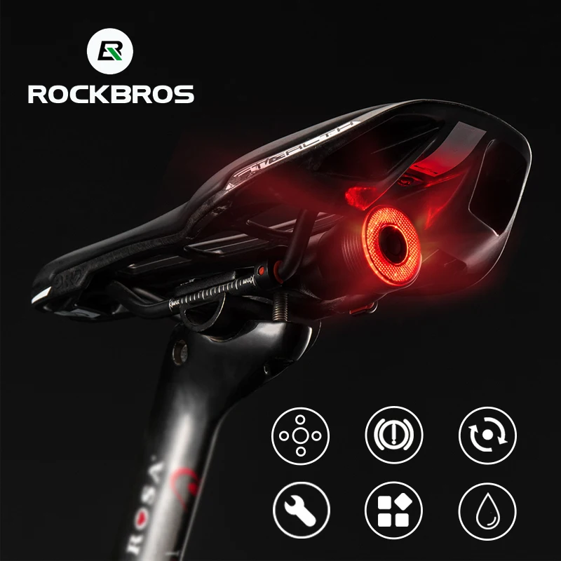 rockbros bicycle smart auto brake sensing light