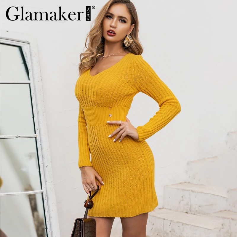 Glamaker Knitted yellow sexy short 