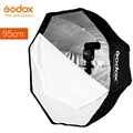 Godox 95cm 37.5in מטריה ניידת מתומן softbox פלאש speedlight speedlite רפלקטור softbox עם תיק נשיאה
