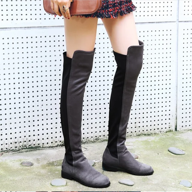 women's gray knee high boots