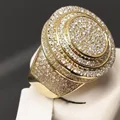 Luxury Male Female Silver color Golden Punk HipHop Crystal Square Round Octagon Zircon Ring For Women Men Wedding Party Jewelry preview-5