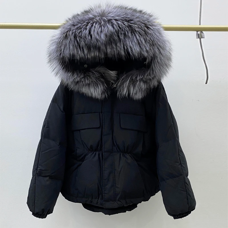 Natural Raccoon Fox Fur Hooded 2021 