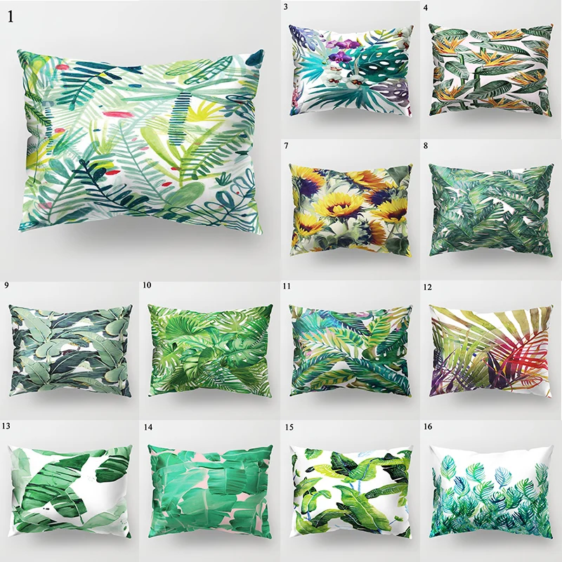 Rectangle Tropical plants Print Cushion 