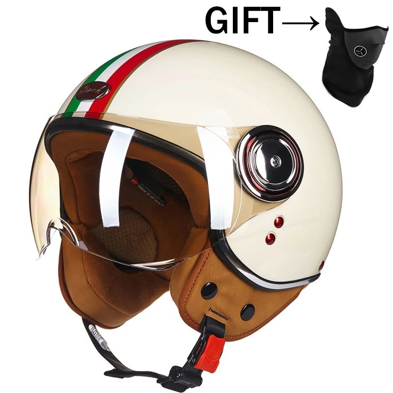 Acquistare Accessori Moto e Ricambi | Summer Men Women Motorcycle Chopper  3/4 Open Face Vintage Helmet Moto Casque Casco Capacete Scooter Motorbike