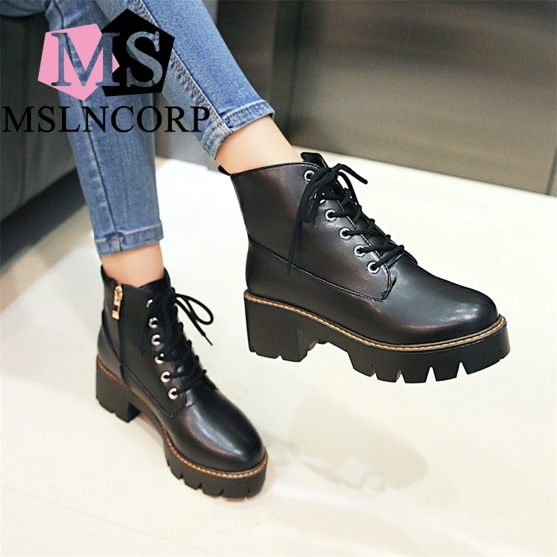 womens lace up black ankle boots