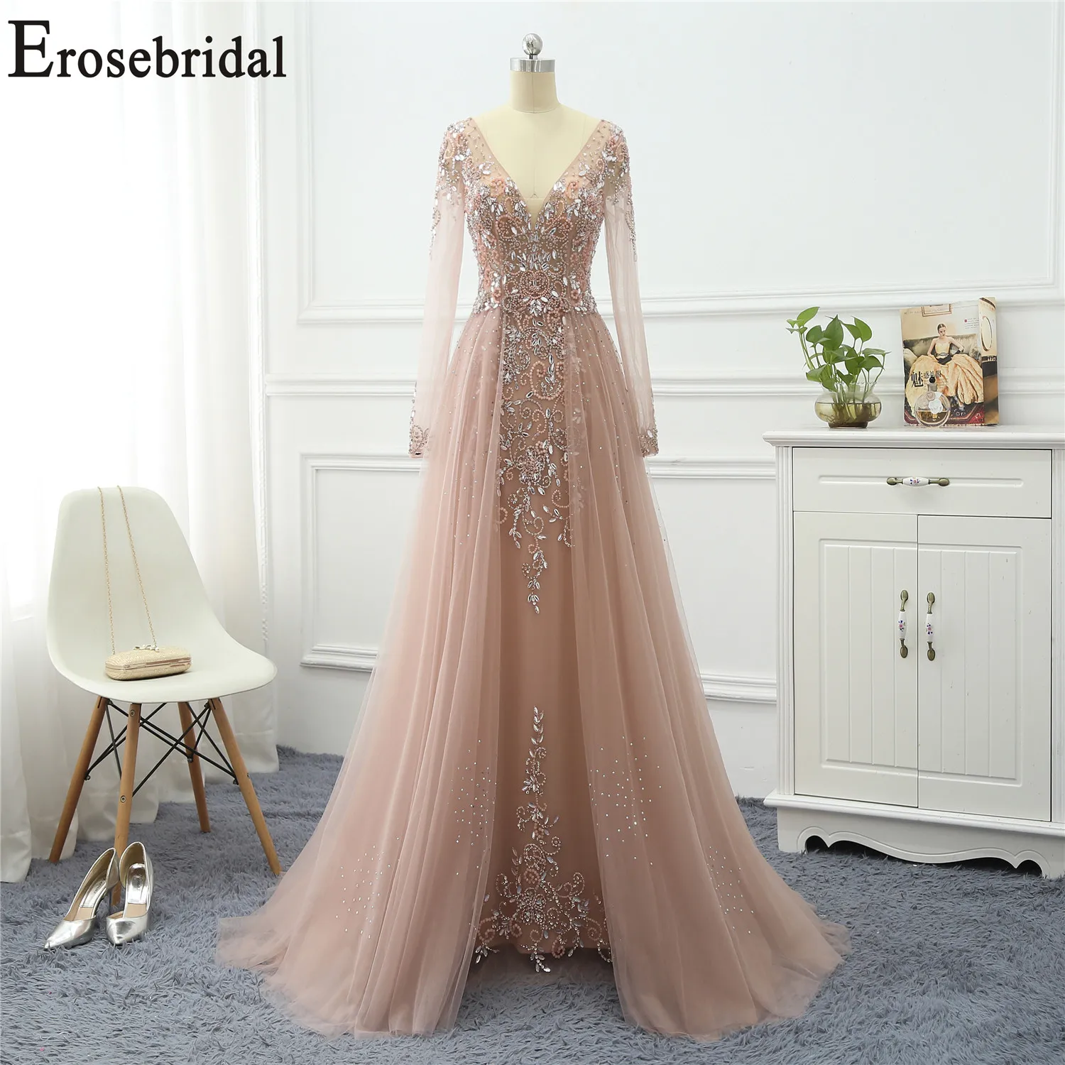 Erosebridal Long Sleeve Evening Dress 