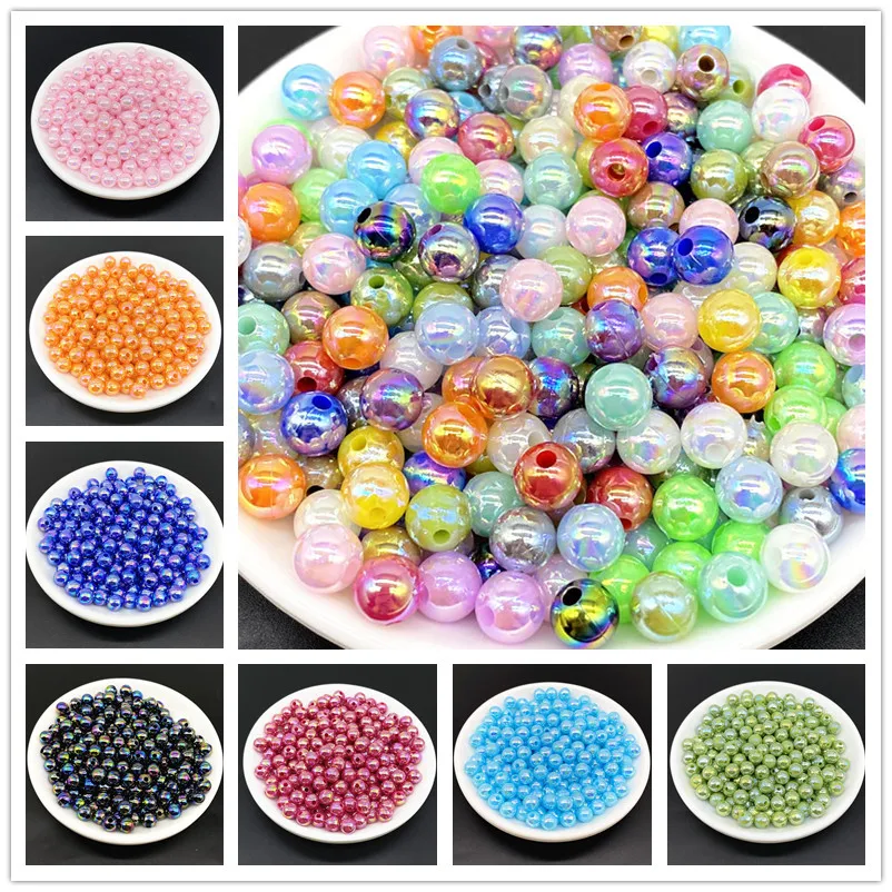 New 4/6/8/10mm Pattern Round Glass Beads Loose Spacer Beads for Jewelry  Making